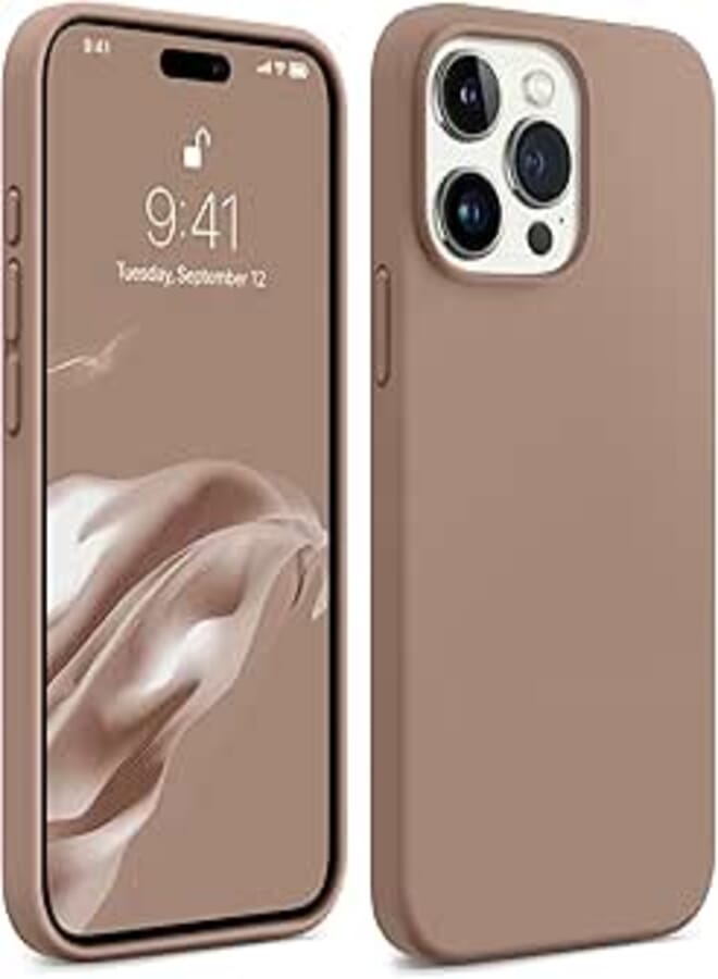 AOTESIER for iPhone 15 Pro Max Phone Case, [Military Shockproof Protection] Upgraded Silicone for iPhone 15 ProMax Case with [Soft Anti-Scratch Microfiber Lining], 6.7 inch, Light Brown